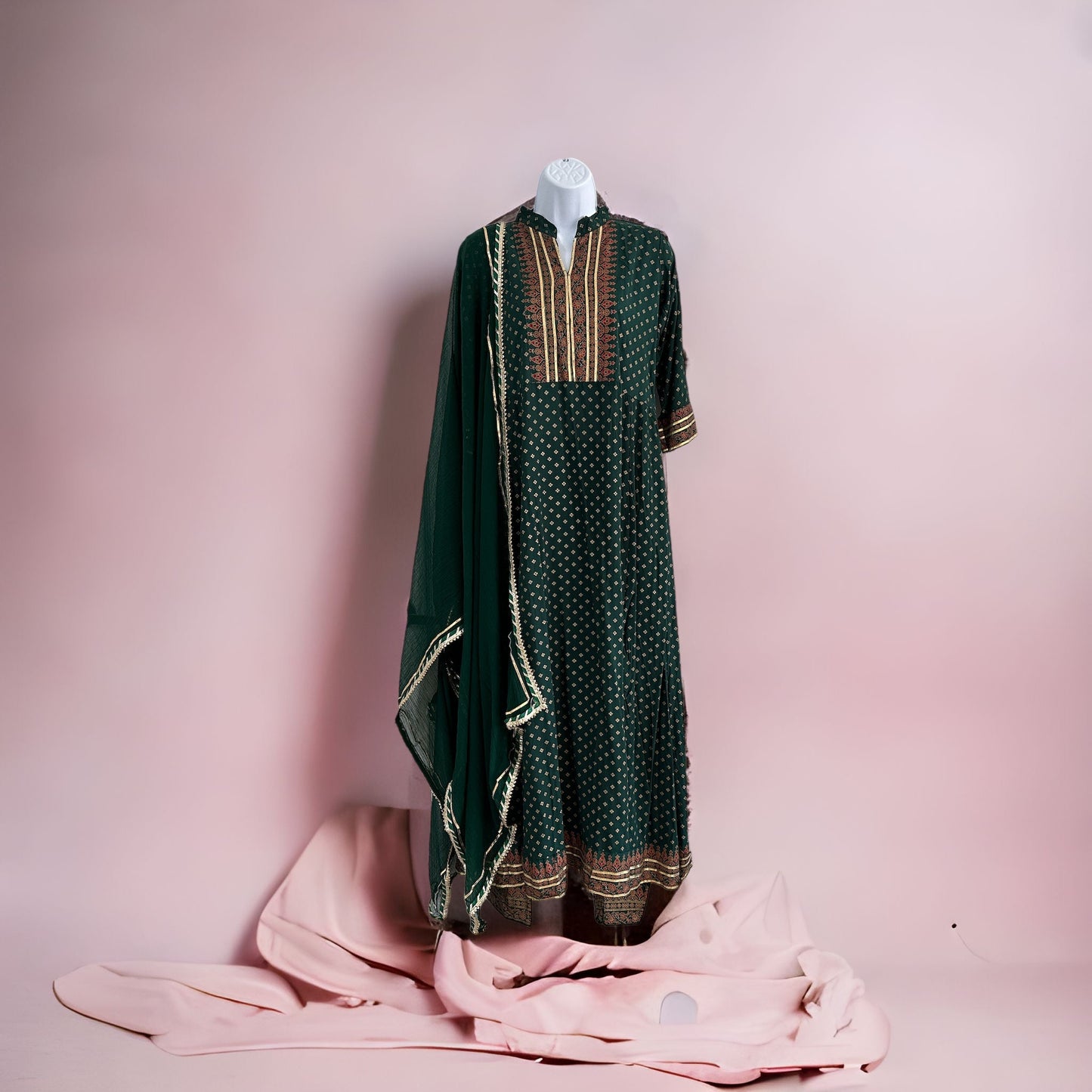 Fancy Anarakali Kurti With Plazo & Dupatta - Size 42 (XL)