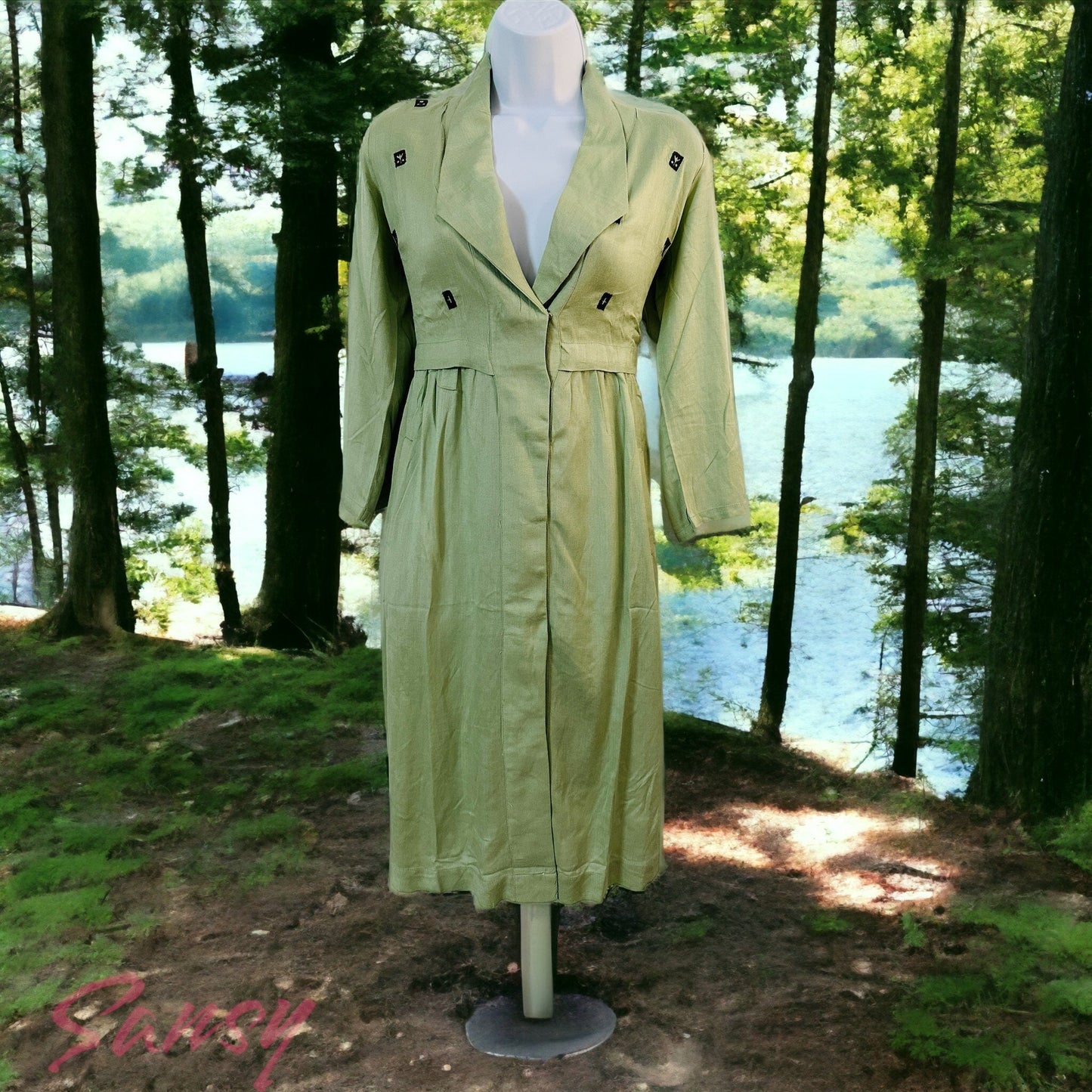 Stylish Summer Special Olive Green Soft Cotton Dress - Size 36(S)